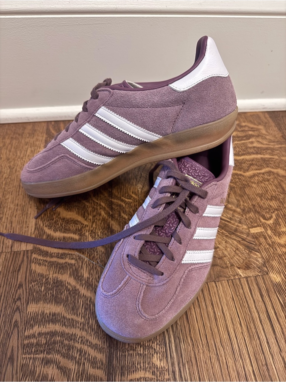 Women’s adidas purple/lilac Gazelle Suede Sneakers with Gum Sole